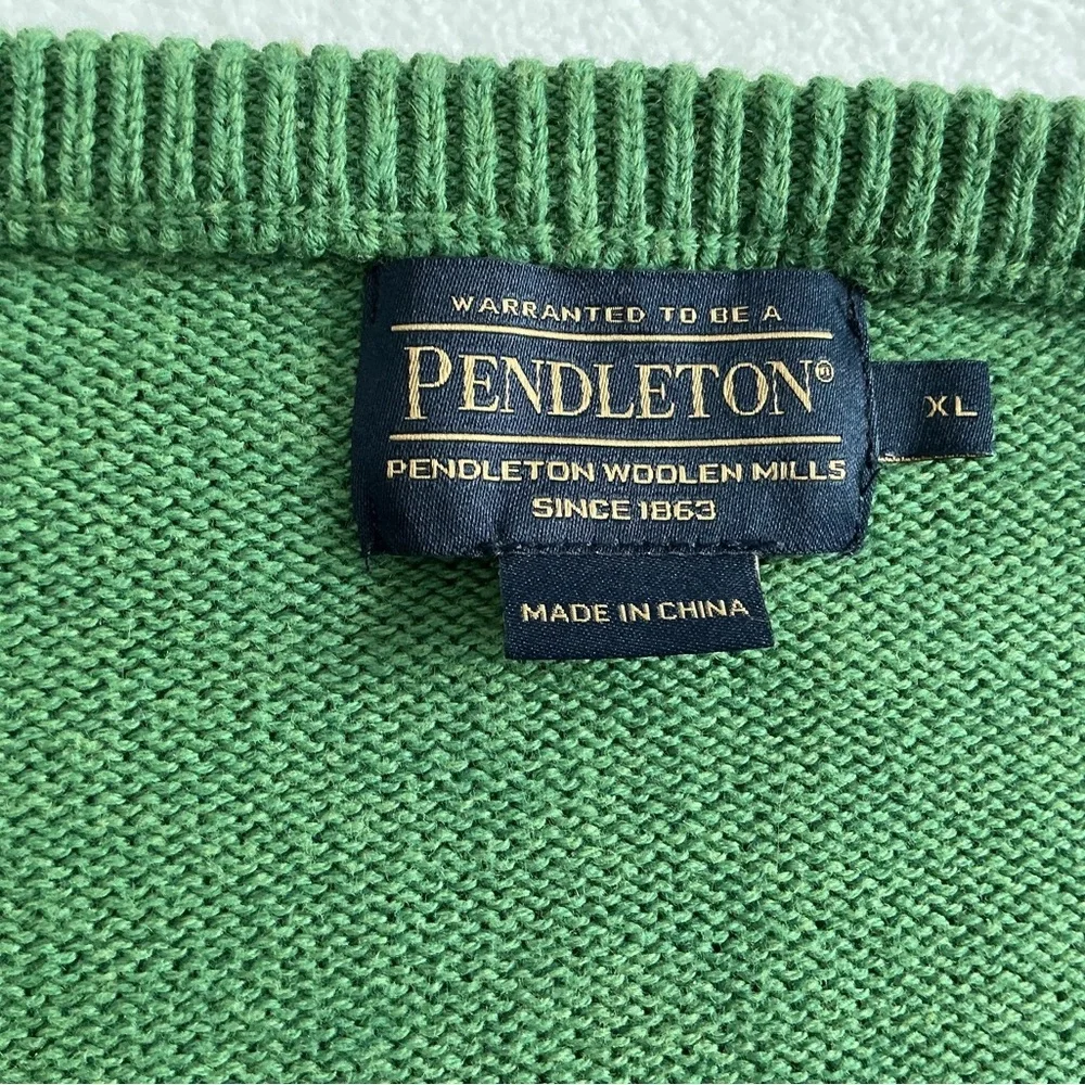Pendleton Classic Green cotton & cashmere V-Neck Sweater